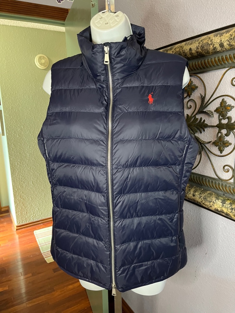 NWT Polo by Ralph Lauren Navy Quilted Puffer Vest with Red Pony Sz M